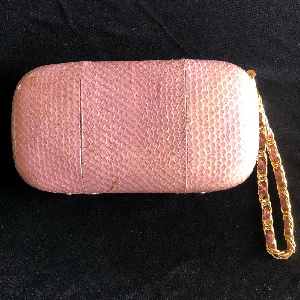 Neiman Marcus Lavender & Gold reptile evening clutch
